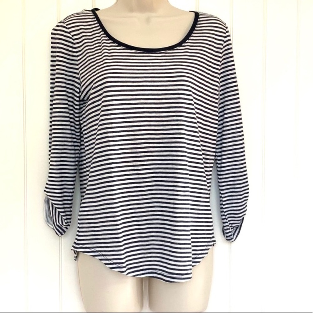 New Ann Taylor Striped Scoopneck Convertible Shirt Small
